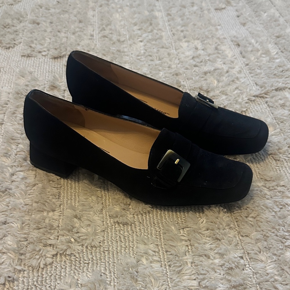 Salvatore Ferragamo Black Loafers with Buckle